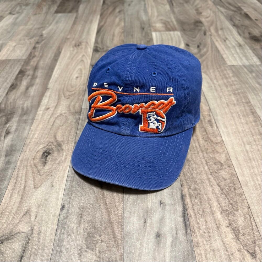 Vintage Denver Broncos embroidered graphic cap hat blue orange